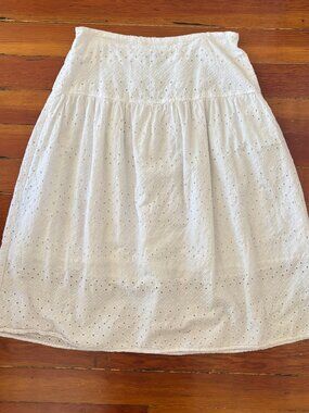 Old Navy Boho Embroidered Eyelet White Midi Skirt